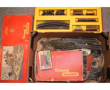 A collection of 00 gauge model railway to include Boxed Triang Railways Electric Model Railway (complete) together with other