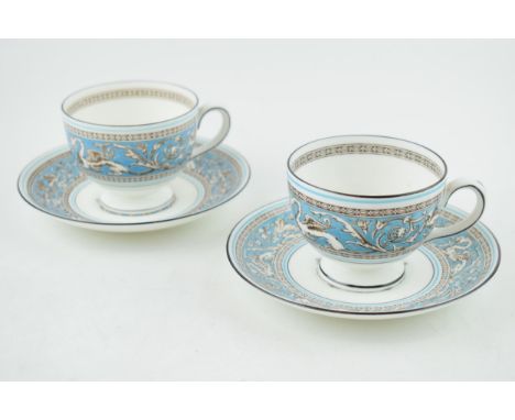 Wedgwood Turquoise Florentine to include 2 cups and 2 saucers (4).  In good condition with no obvious damage or restoration.