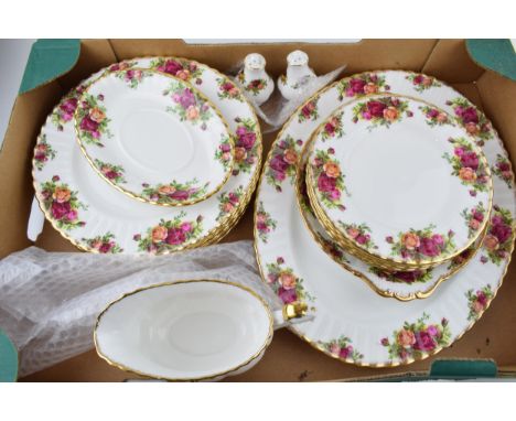 A collection of Royal Albert 'Old Country Roses' dinner ware to include six 8" plates, sandwich plate, 15" serving plate, six