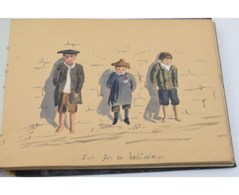 'A Record of Happy Days' Sketches in the Neighbourhood of Servan. A water colour sketch book dating to the early party of the