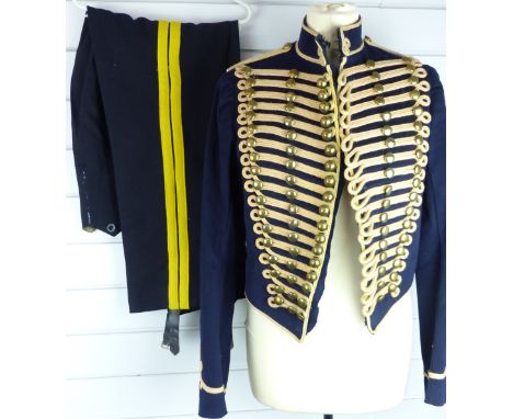 British Army Royal Gloucestershire Hussars other ranks full dress jacket of blue cloth, with eighteen loops of yellow mohair 