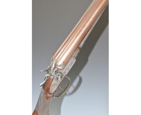 J G Styles &amp; Co of London 12 bore side by side hammer action shotgun with engraved scenes of birds and dogs to the locks 