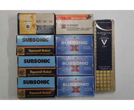 Four-hundred-and-fifty-four .22 rifle cartridges including Winchester Super X, CCI, RWS Dynamic Nobel etc, all in original bo