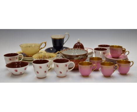 Royal Worcester jewelled demitasse teaware, Aynsley Orchard Gold, Susie Cooper, Chinese bowls etc