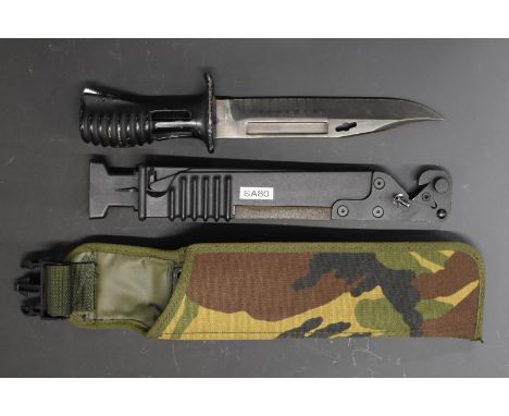 British SA80 bayonet with 18cm blade, scabbard and frog.&nbsp;PLEASE NOTE ALL BLADED ITEMS ARE SUBJECT TO OVER 18 CHECK ON CO