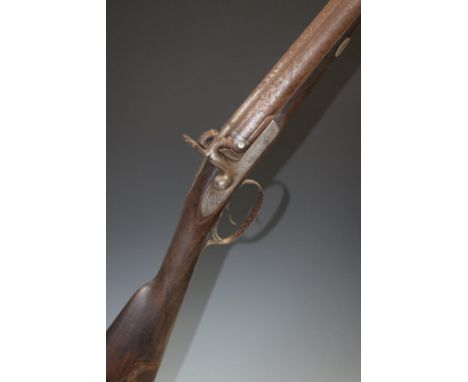 Beckwith of London 12 bore percussion hammer action side by side muzzle loading shotgun with named and engraved locks, engrav