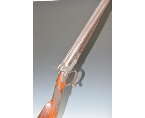 S&C Smith 12 bore side by side hammer action shotgun with grip safety, named and engraved locks, engraved underside, rotary u