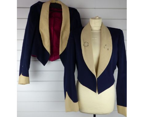 British Army Royal Gloucestershire Hussars two officer's mess jackets in blue and buff cloth with red silk lining.&nbsp;Consi