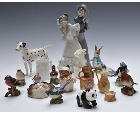 Ceramic figures including Lladro, Beswick, Copenhagen &amp; Royal Worcester, jugs etc., tallest 26cm