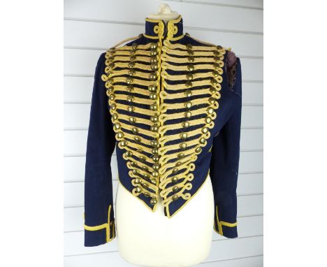 British Army Royal Gloucestershire Hussars other ranks full dress jacket of blue cloth, with eighteen loops of yellow mohair 