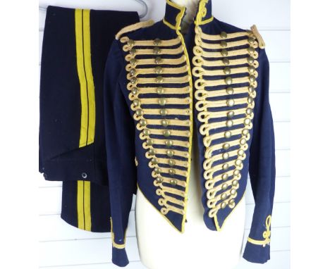 British Army Royal Gloucestershire Hussars other ranks full dress jacket of blue cloth, with eighteen loops of yellow mohair 