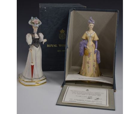 Two limited edition Royal Worcester&nbsp;figurines from the Victorian figures series Madelaine 166/500 with box and certifica