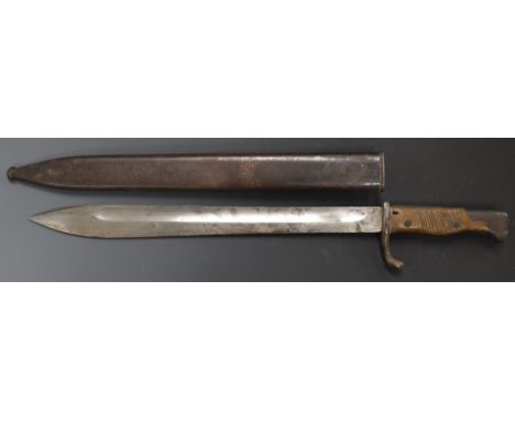 German WW1 98/05 pattern bayonet with flashguard Frister &amp; Rossman Berlin to ricasso, 37cm fullered blade and scabbard.&n