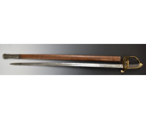 British 1822 pattern officer's sword with VR cypher to guard, 81cm fullered blade and scabbard.&nbsp;PLEASE NOTE ALL BLADED I