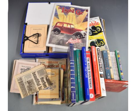 Austin Seven books, magazines and videos to include Woodrow manual, DVDs including Bristol Austin Seven club films, period ma