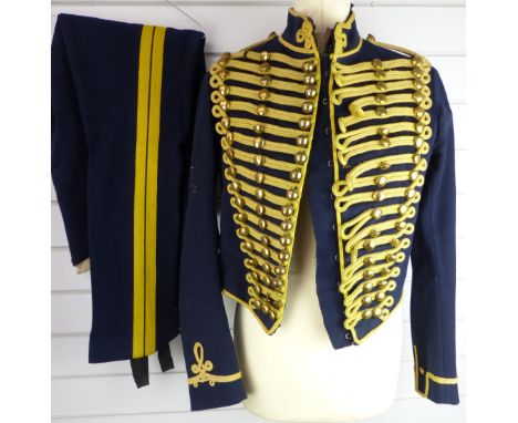 British Army Royal Gloucestershire Hussars other ranks full dress jacket of blue cloth, with eighteen loops of yellow mohair 