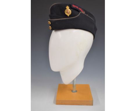 British Army Royal Horse Guards side hat by Herbert Johnson, London with gilt and enamel badge and two cloth shoulder badges,