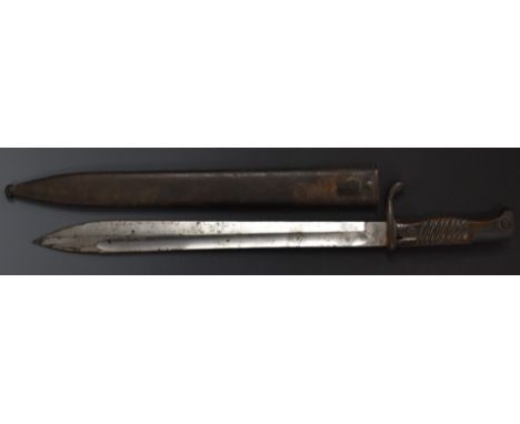 German WW1 98/05 pattern bayonet with flashguard H Kaufman Soligen to ricasso, 37cm fullered blade and scabbard.&nbsp;PLEASE 