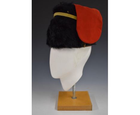 British Army Royal Gloucestershire Hussars fur busby retaining yellow cord line and scarlet bag, size 7 inked to interior.&nb