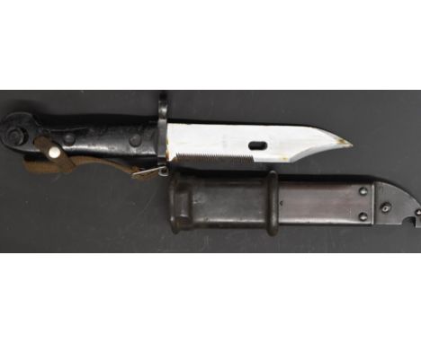AK47 bayonet with 15cm blade and scabbard.&nbsp;PLEASE NOTE ALL BLADED ITEMS ARE SUBJECT TO OVER 18 CHECK ON COLLECTION OR DE