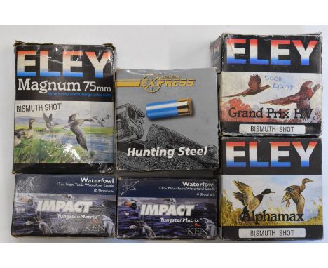 One-hundred 12 bore lead free&nbsp;shotgun cartridges including Eley Grand Prix HV, Lyalvale Express, Impact Tungsten Matrix,