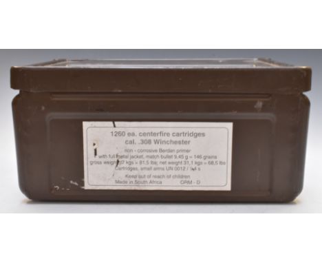 Large metal military style ammunition tin, 42x29x19cm.&nbsp;