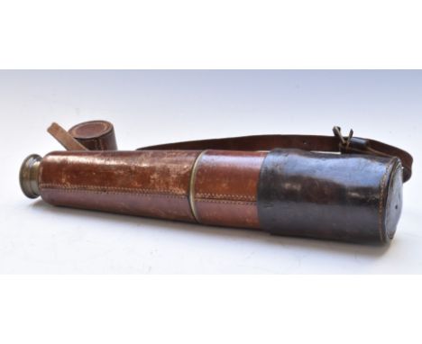 Broadhurst Clarkson &amp; Co Ltd for John Barker &amp; Co Ltd of Kensington three draw brass telescope with leather covers an