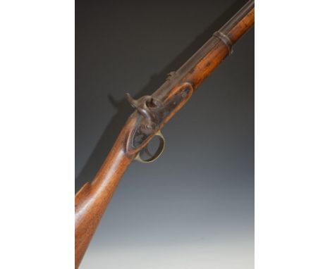 Enfield two band percussion hammer action Cavalry carbine rifle with lock stamped '1857 Tower' and with crown over 'VR' cyphe