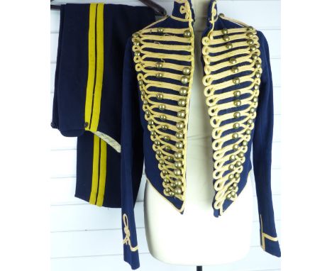 British Army Royal Gloucestershire Hussars other ranks full dress jacket of blue cloth, with eighteen loops of yellow mohair 