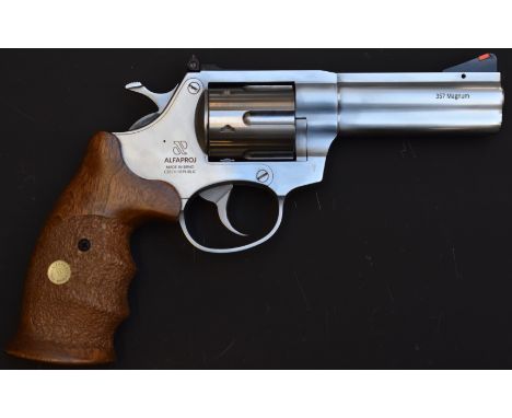 Czech Alfa Proj Steel 3541 .357 Magnum six-shot double action revolver with shaped wooden grips, adjustable sights and 4 inch