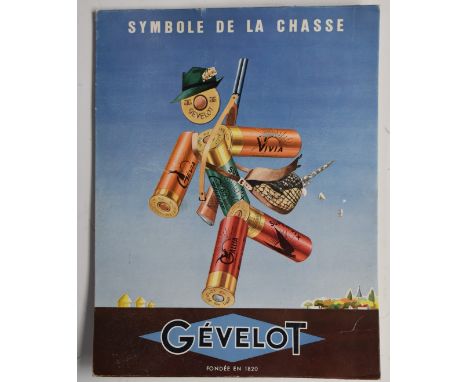 Gévelot&nbsp;shop display or advertising card 'Symbole De La Chasse' with easel back, 27x21cm