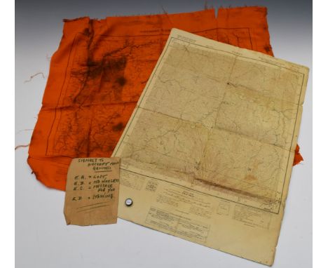 British Army WW2 double sided silk Chindit panic / escape map 'North Burma' and 'Central Burma' with some ink route markings,