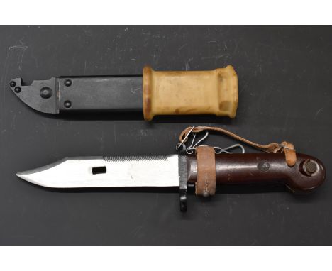 Hungarian AKM bayonet with 14.5cm blade and scabbard.&nbsp;PLEASE NOTE ALL BLADED ITEMS ARE SUBJECT TO OVER 18 CHECK ON COLLE
