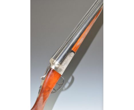 Gunmark Kestrel 16 bore side by side shotgun with engraved scenes of birds to the lock and underside, engraved trigger guard,