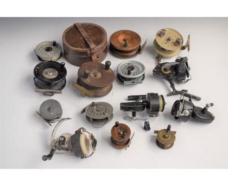 Vintage fixed spool, centrepin and fly fishing reels including Grice and Young 'Orlando Minor', The Milboro, two Mitchell inc