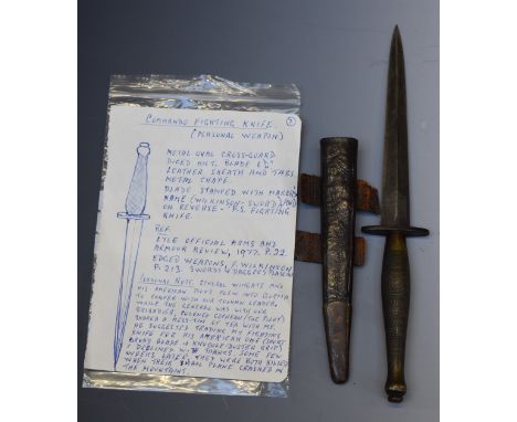 British Army WW2 Fairbairn Sykes fighting knife attributed attributed to&nbsp;Chindit Sgt W B Wilkinson Royal Engineers, dice