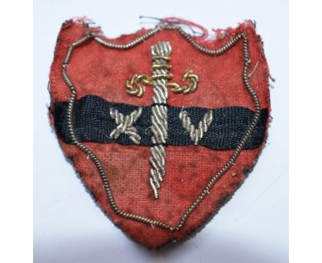 British Army WW2 14th Army cloth and wire badge / patch attributed to&nbsp;Chindit Sgt W B Wilkinson, Royal Engineers