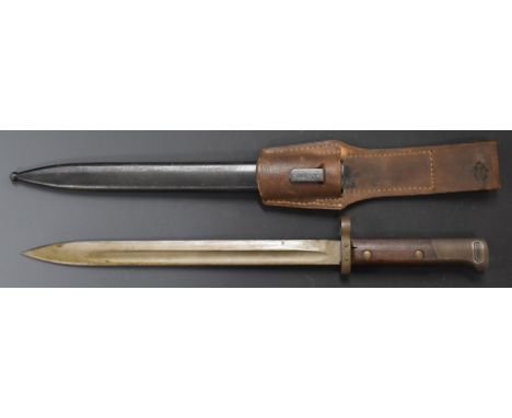 Mauser bayonet with 29cm fullered blade, scabbard and frog. PLEASE NOTE ALL BLADED ITEMS ARE SUBJECT TO OVER 18 CHECK ON COLL