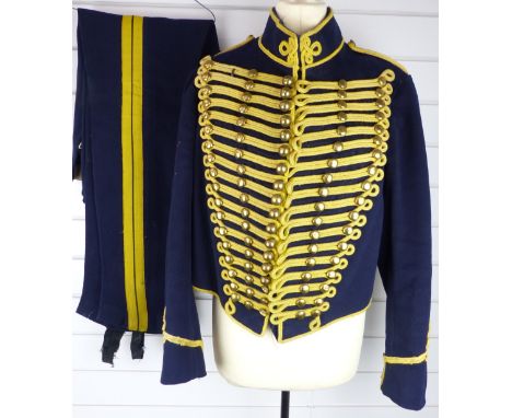 British Army Royal Gloucestershire Hussars other ranks full dress jacket of blue cloth, with eighteen loops of yellow mohair 