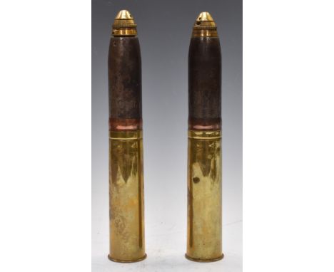 Two WW1 2 pounder shells complete with projectile and fuse case, both dated 1916 and H30cm