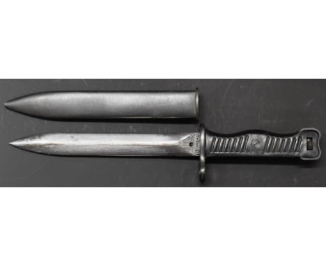 Yugoslavian M56 knife bayonet with 17cm blade and scabbard.&nbsp;PLEASE NOTE ALL BLADED ITEMS ARE SUBJECT TO OVER 18 CHECK ON