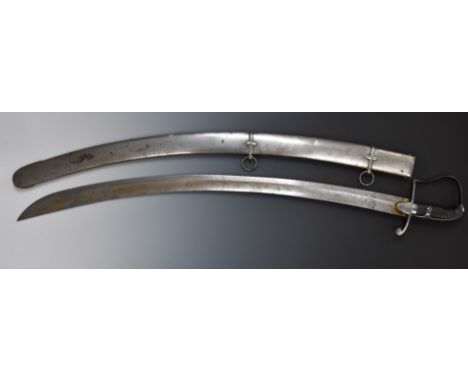 British 1796 pattern Light Cavalry sword with shagreen and wire grip, 82cm curved blade and scabbard.&nbsp;PLEASE NOTE ALL BL