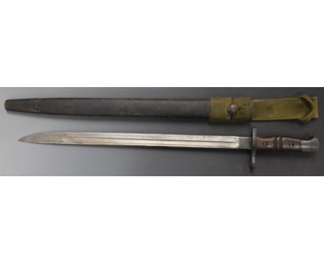 American WW1 Remington bayonet with clear stamps to ricasso, 43cm fullered blade and scabbard and frog.&nbsp;PLEASE NOTE ALL 