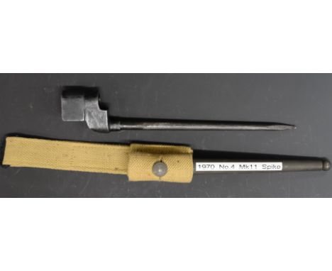 British No4 MkII spike bayonet with scabbard and frog. PLEASE NOTE ALL BLADED ITEMS ARE SUBJECT TO OVER 18 CHECK ON COLLECTIO