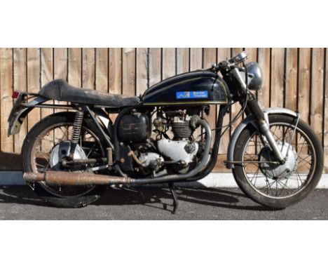 1960 Triton 500cc motorbike with Norton ES2 frame and Triumph T100 engine, registration number XAS 383, with original buff lo