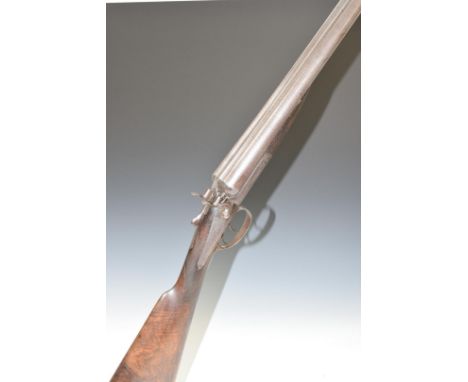 William Jackman Jeffery &amp; Co 12 bore side by side hammer action shotgun with border engraved&nbsp;locks named 'W J Jeffer