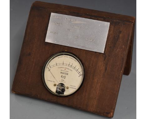 British Railways Hymek diesel hydraulic locomotive R&amp;G 800 gallon water gauge on stand with plaque, marked Hymek D7054