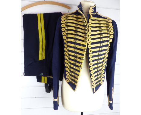 British Army Royal Gloucestershire Hussars other ranks full dress jacket of blue cloth, with eighteen loops of yellow mohair 