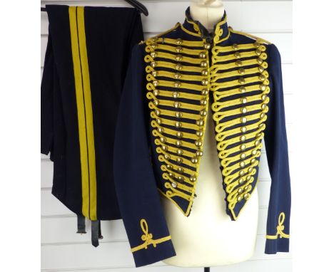 British Army Royal Gloucestershire Hussars other ranks full dress jacket of blue cloth, with eighteen loops of yellow mohair 