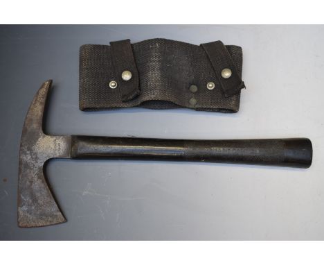 A.R.P escape/rescue axe with rubber handle, stamped Chillington to head, with canvas cover.&nbsp;PLEASE NOTE ALL BLADED ITEMS